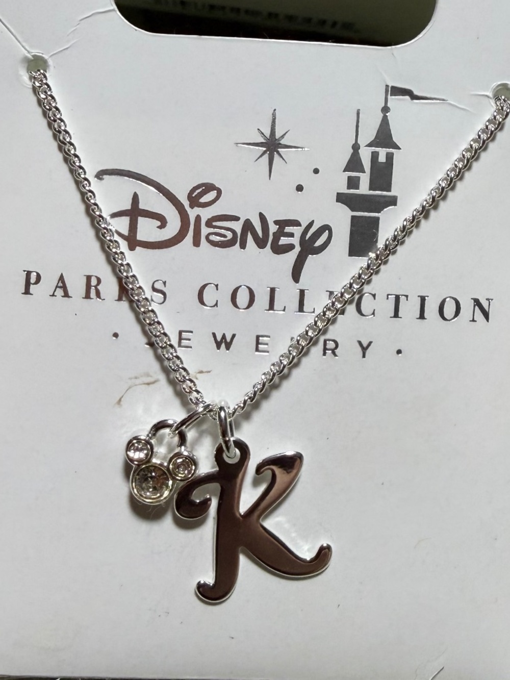 Initial K and Mickey Mouse Icon Necklace